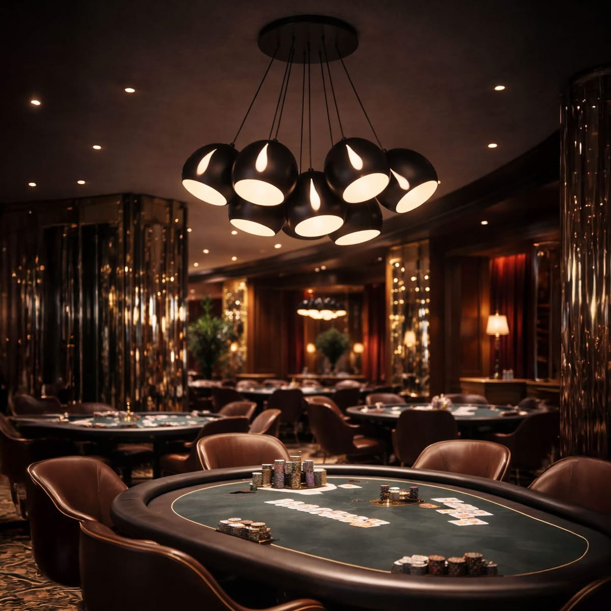 Tables de roulette, blackjack et poker dans le salon privé